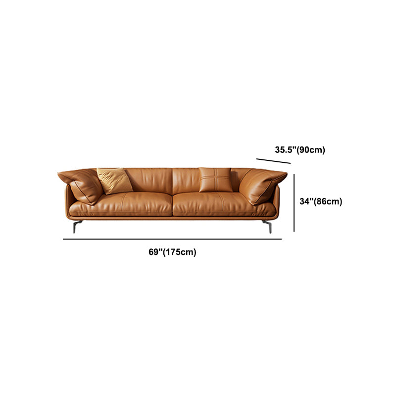 Pillow Top Arm Sofa Modern Faux Leather Cushions Sofa in Orange