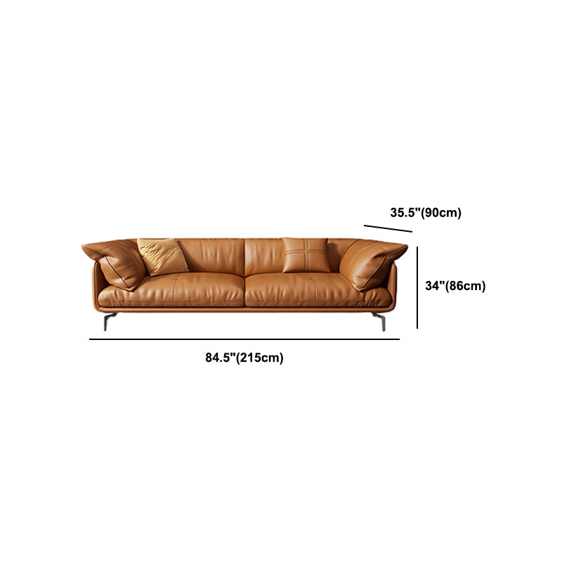 Pillow Top Arm Sofa Modern Faux Leather Cushions Sofa in Orange