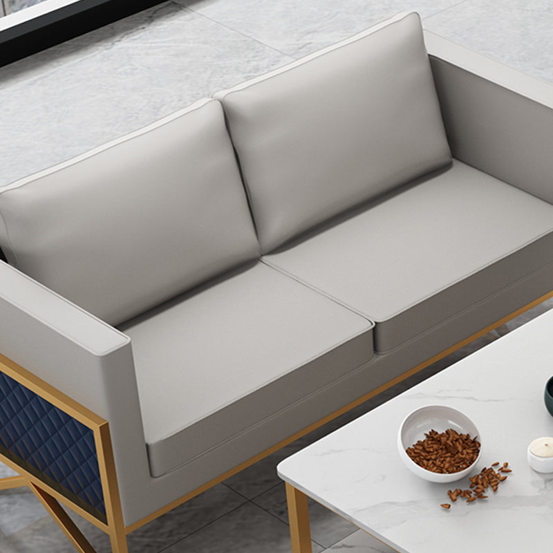 Genuine Leather Tuxedo Arm Sofa 26.77" Wide Modern Standard Sofa
