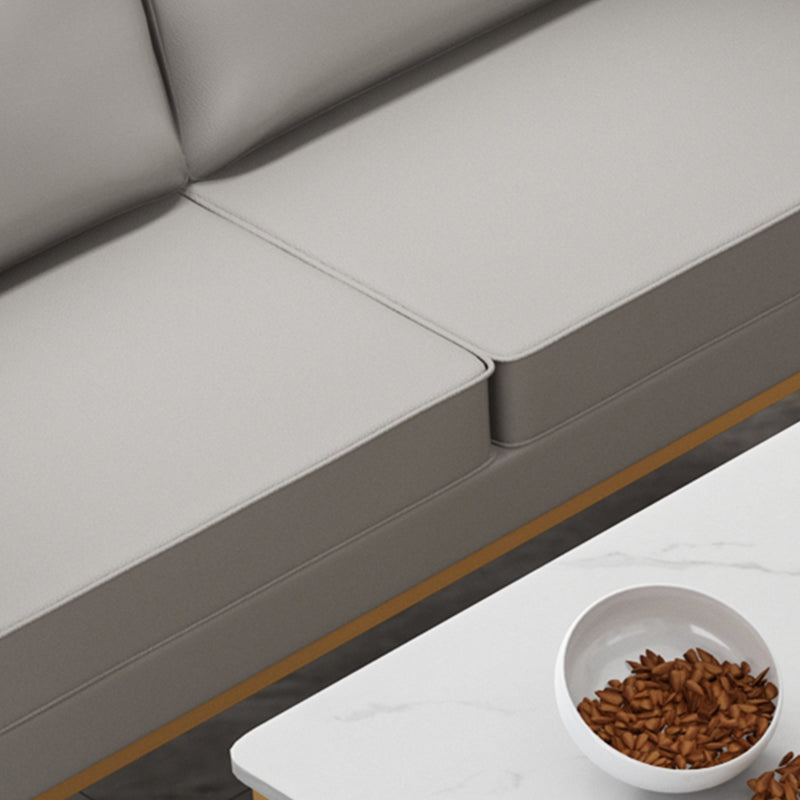 Genuine Leather Tuxedo Arm Sofa 26.77" Wide Modern Standard Sofa