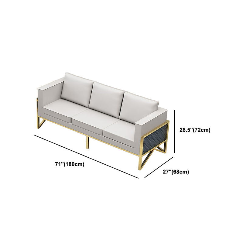 Genuine Leather Tuxedo Arm Sofa 26.77" Wide Modern Standard Sofa