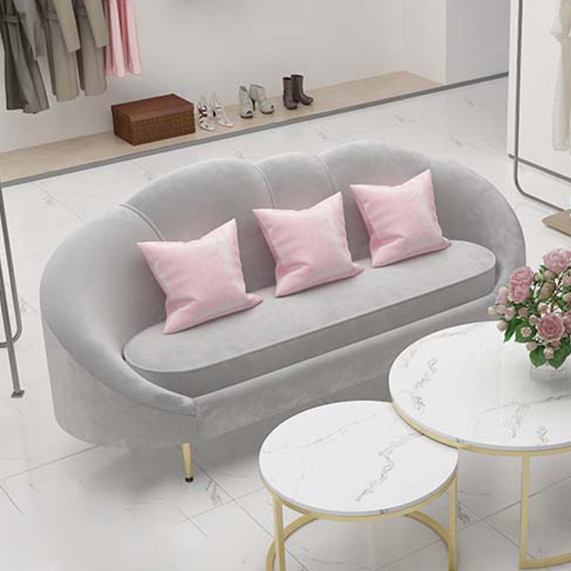 Velvet Curved Sofa Contemporary Sloped Arm Sofa for Living Room