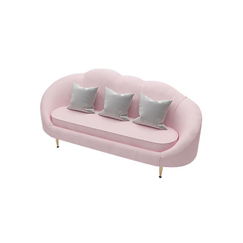Velvet Curved Sofa Contemporary Sloped Arm Sofa for Living Room