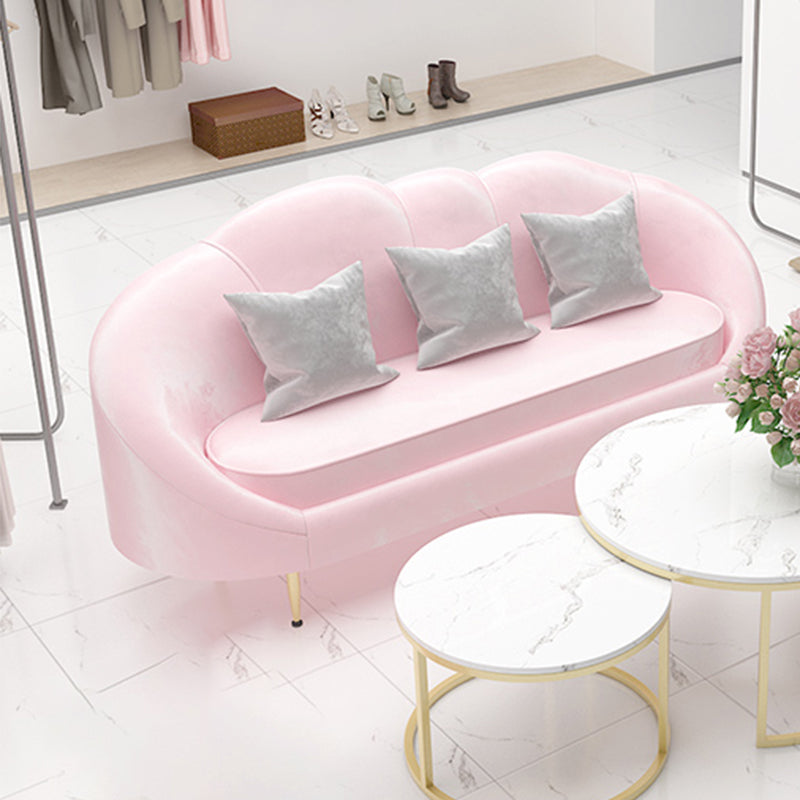 Velvet Curved Sofa Contemporary Sloped Arm Sofa for Living Room