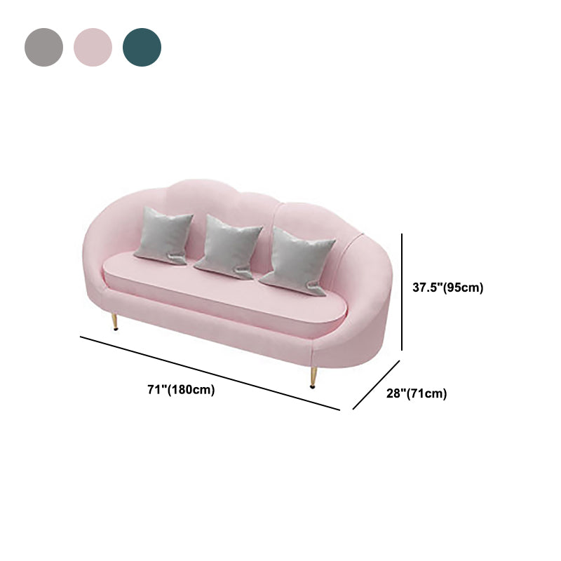 Velvet Curved Sofa Contemporary Sloped Arm Sofa for Living Room