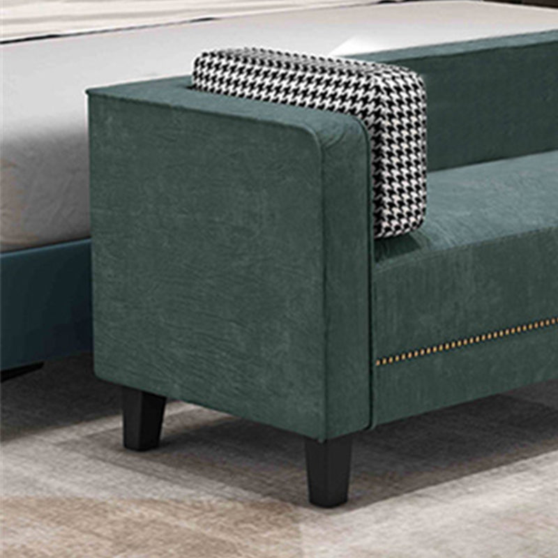 Contemporary Dark Green Sofa Tuxedo Arm Faux Leather Living Room Sofa