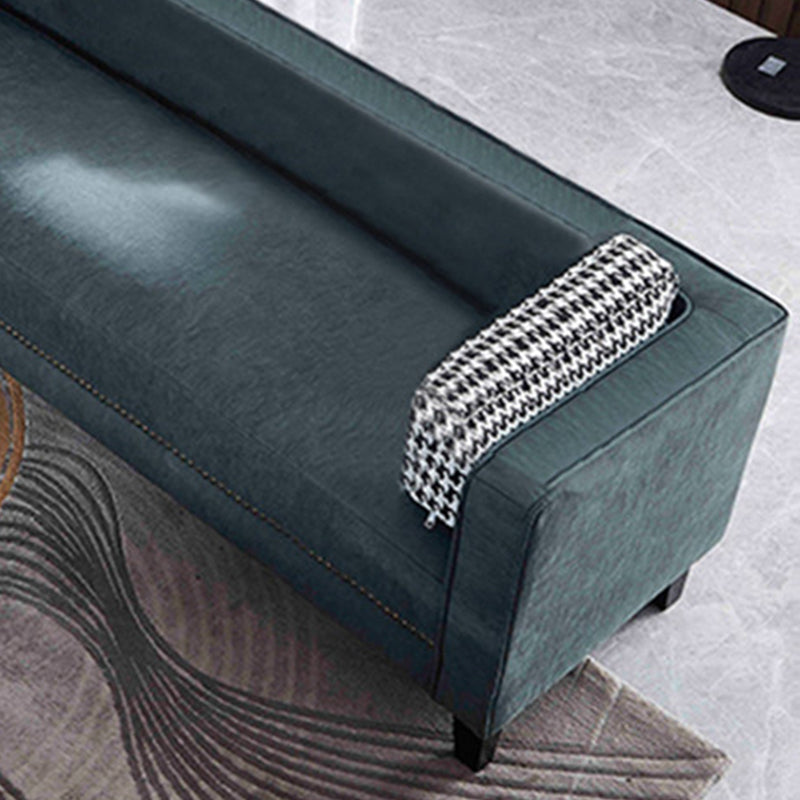Contemporary Dark Green Sofa Tuxedo Arm Faux Leather Living Room Sofa