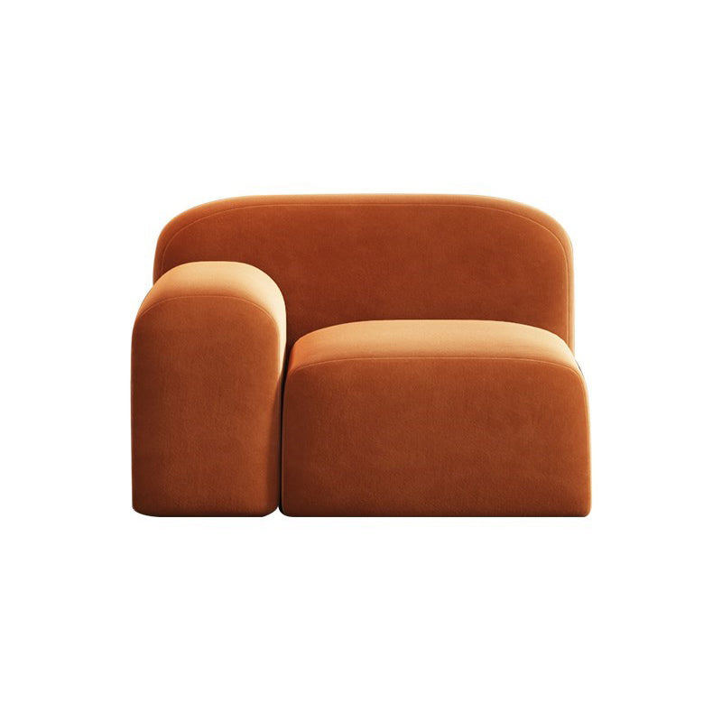 Square Arm Sofa Contemporary Simple Velvet Seating in Orange