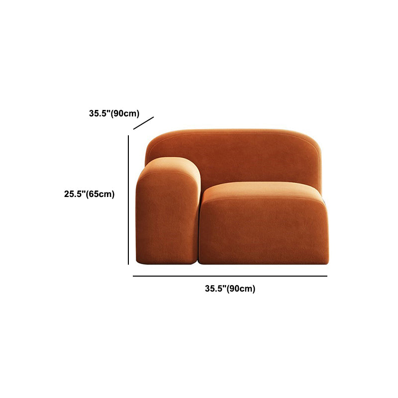 Square Arm Sofa Contemporary Simple Velvet Seating in Orange