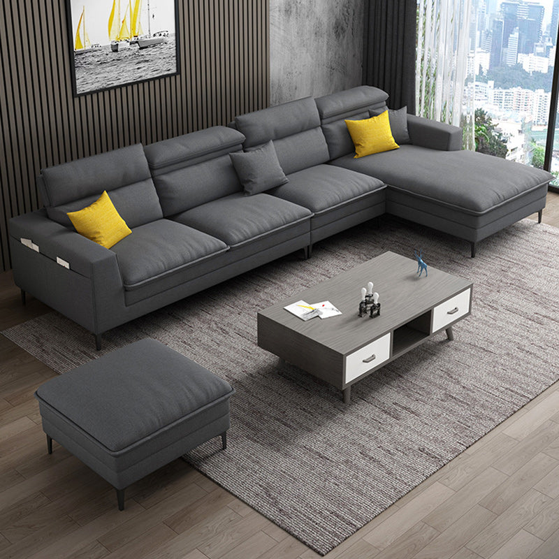Linen Contemporary Cushions Sofa & Chaise Cushion Back Square Arm Sofa