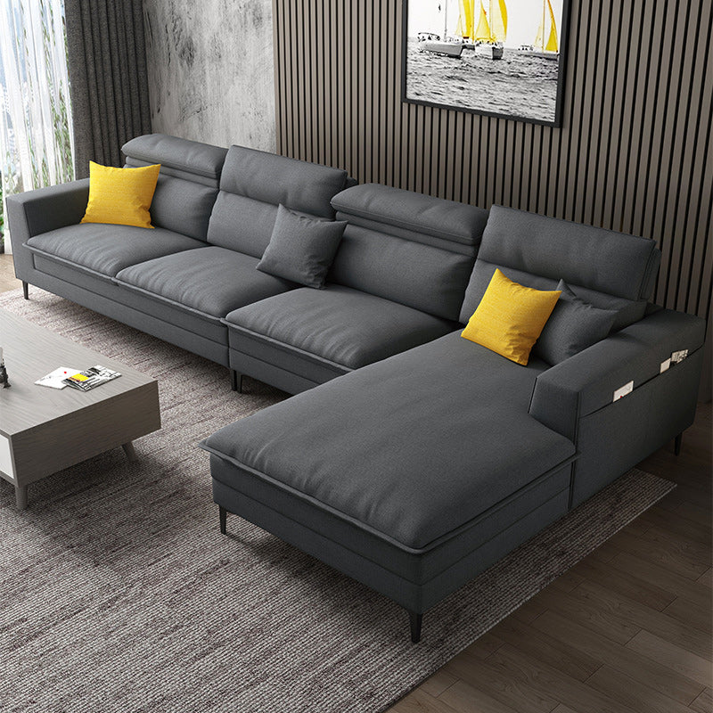 Linen Contemporary Cushions Sofa & Chaise Cushion Back Square Arm Sofa