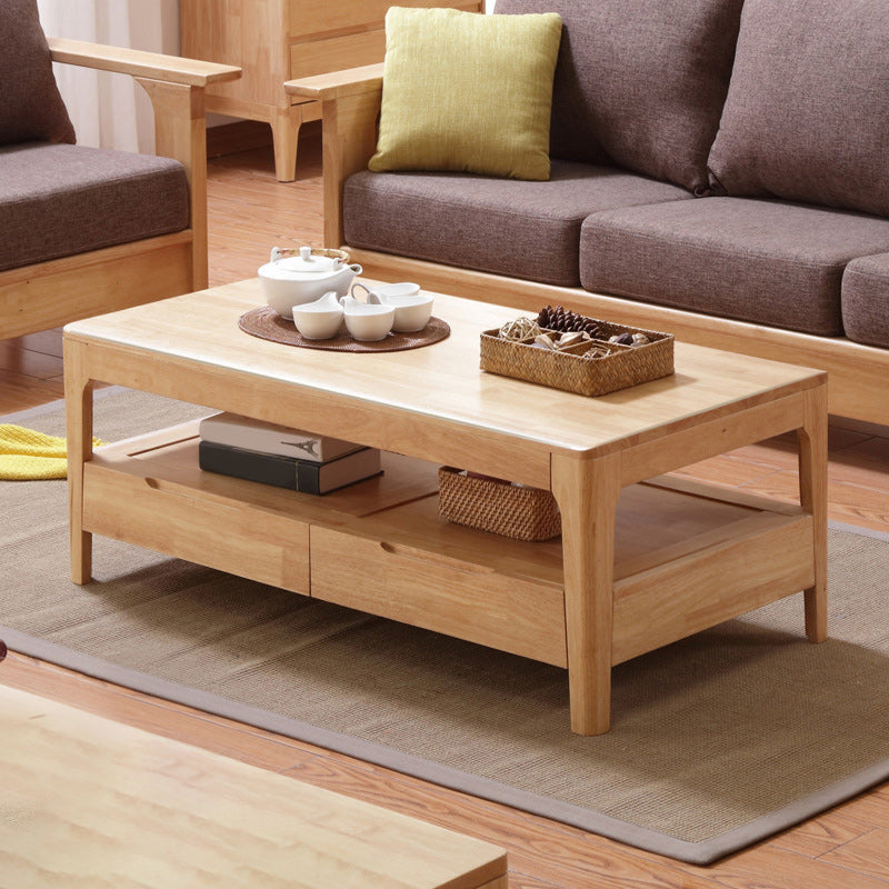 Scandinavian Solid Wood Coffee Table with 4 Legs Coffee Cocktail Table