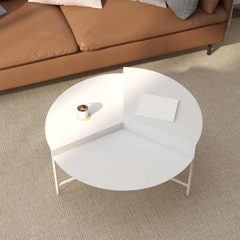 Mid-Century Modern Iron Cocktail Table with 3 Metal Legs and Round Top