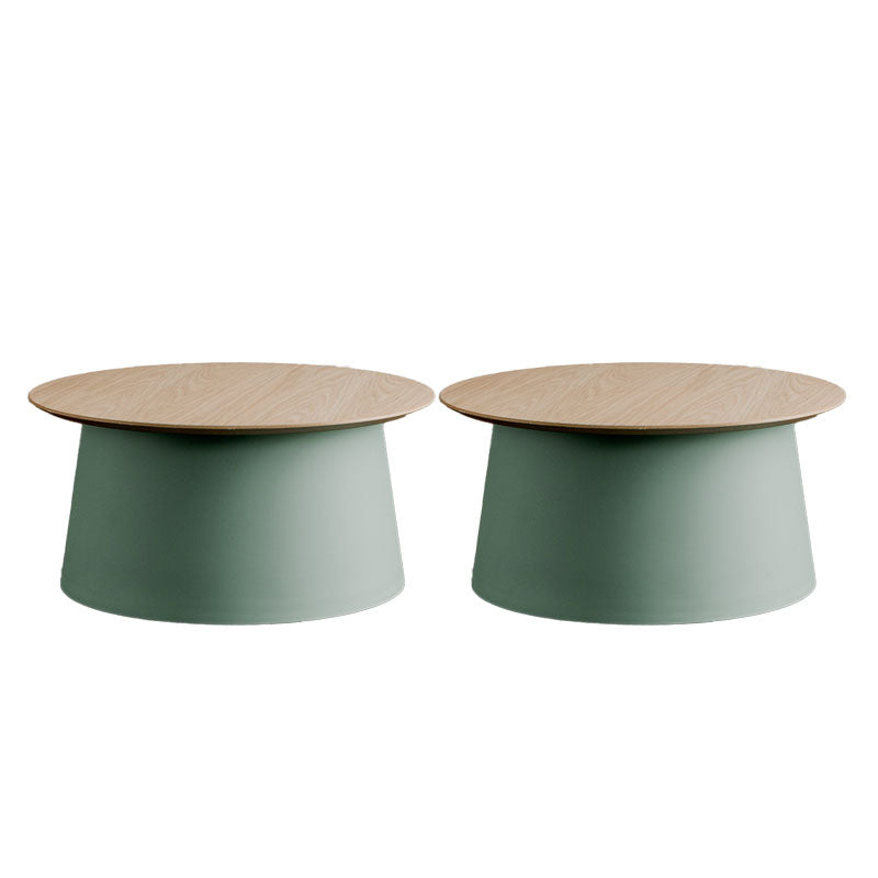 Contemporary Wooden Round Top Table Acrylic Pedestal End Table