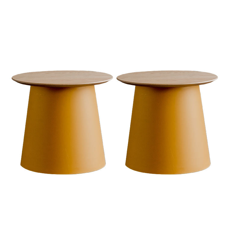 Contemporary Wooden Round Top Table Acrylic Pedestal End Table