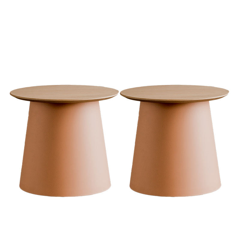 Contemporary Wooden Round Top Table Acrylic Pedestal End Table