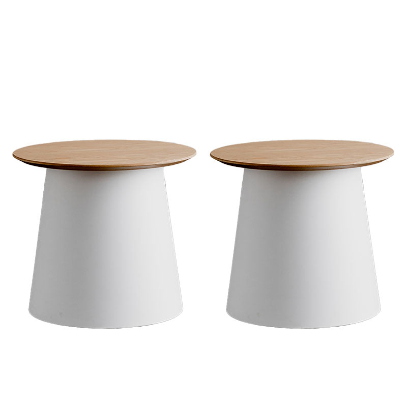 Contemporary Wooden Round Top Table Acrylic Pedestal End Table