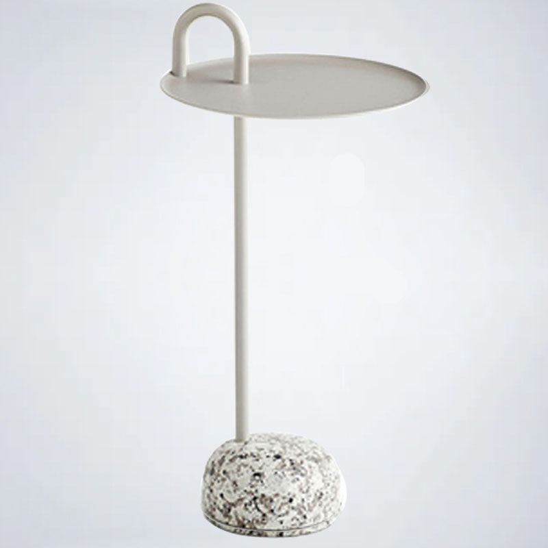 27.75" Tall Steel Round Top Side Table Stone Pedestal End Table