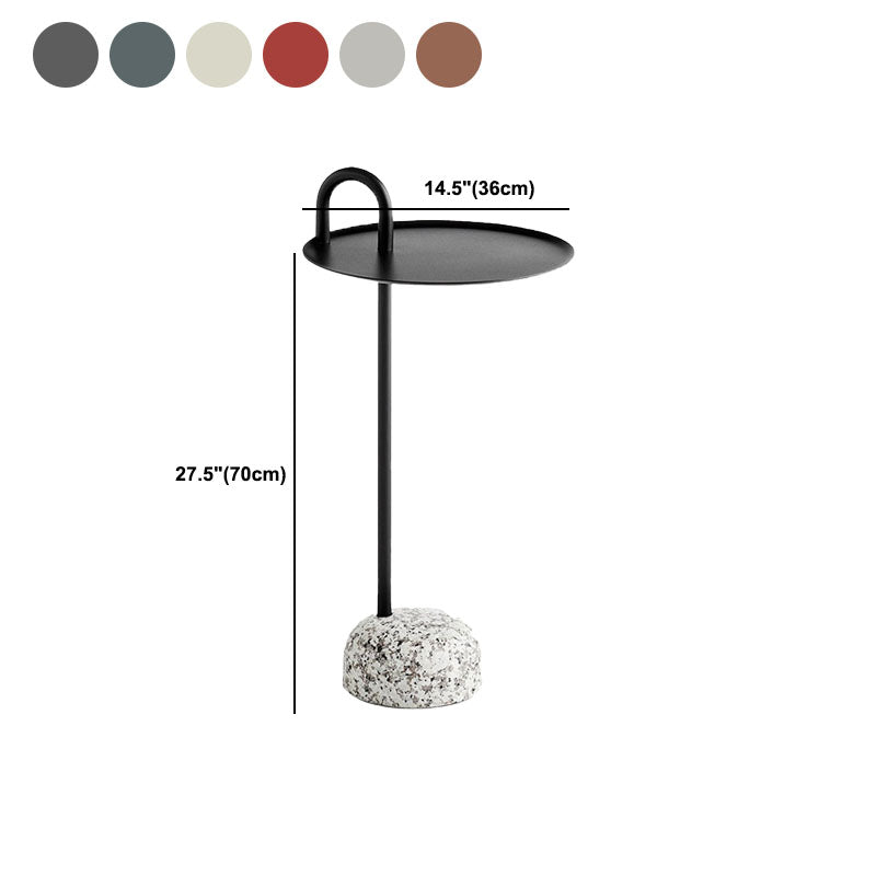27.75" Tall Steel Round Top Side Table Stone Pedestal End Table