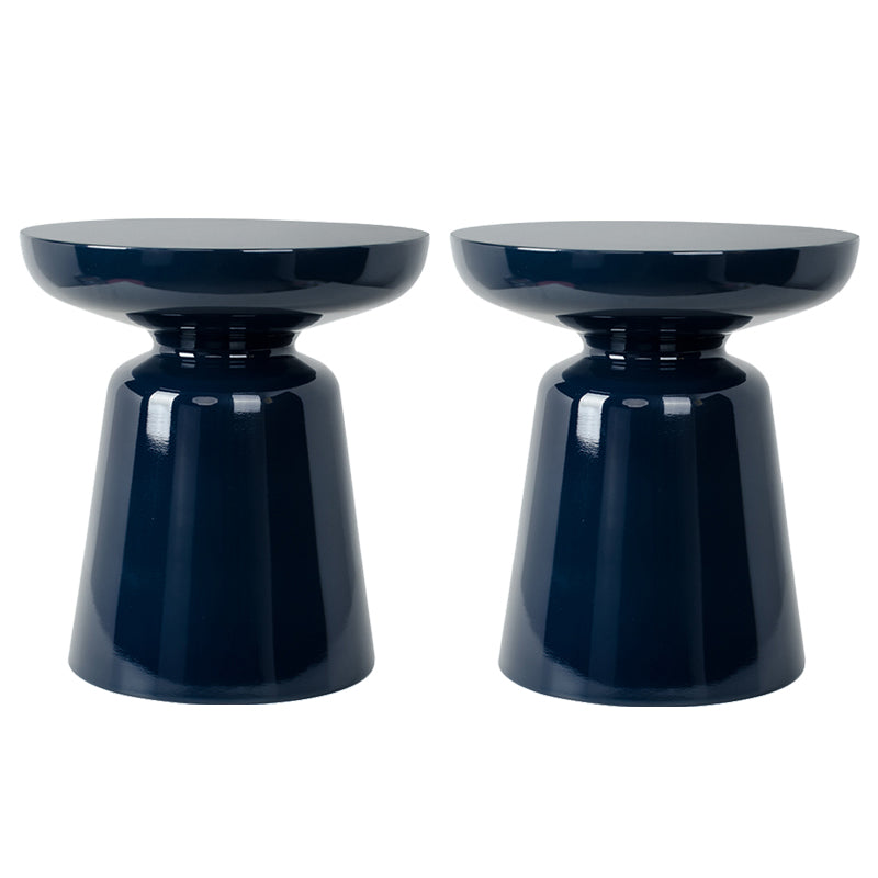 16.9" Tall Metal Round Top Side Table Iron Pedestal End Table