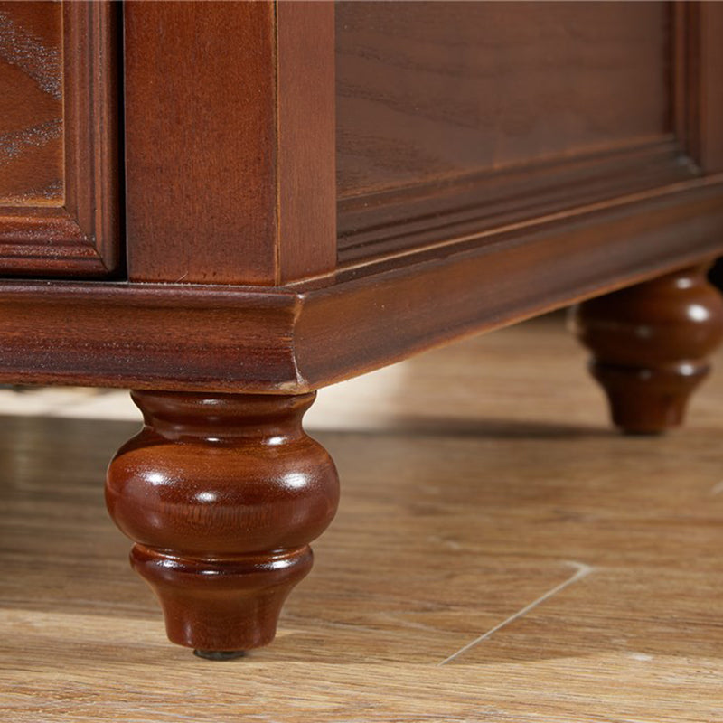 23.6" Tall Square Wood Top Side Table Brown 4 Legs End Table with Storage