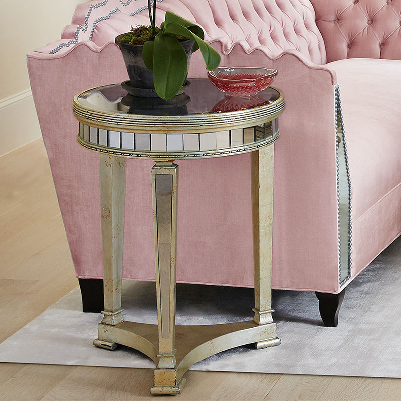 23.6" Tall Round Glass Top Side Table Wood 3 Legs End Table with Shelf