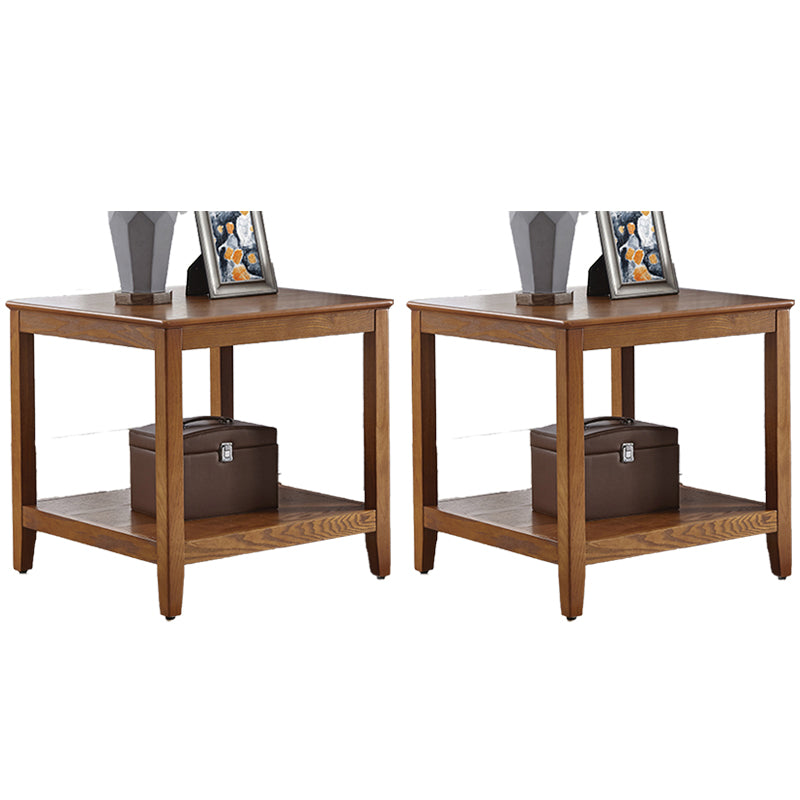 Modern Square / Rectangle Top Side Table Wooden 4 Legs End Table with Shelf