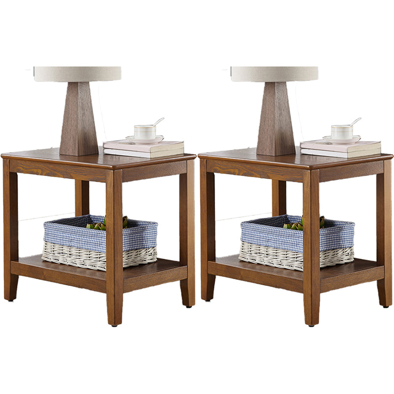 Modern Square / Rectangle Top Side Table Wooden 4 Legs End Table with Shelf