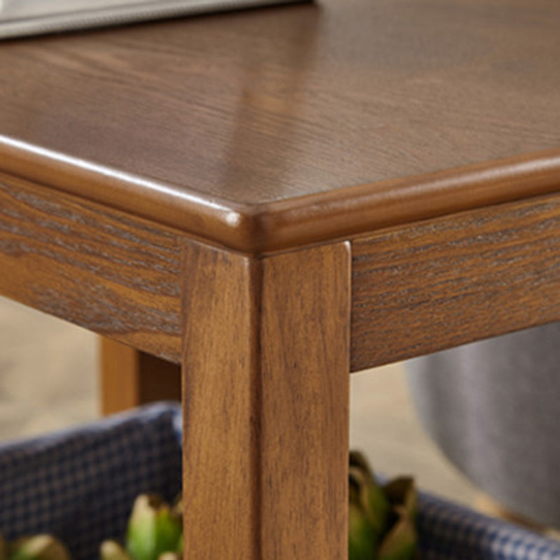Modern Square / Rectangle Top Side Table Wooden 4 Legs End Table with Shelf