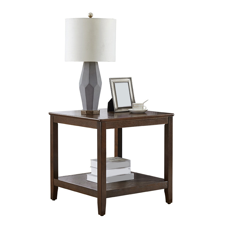 Modern Square / Rectangle Top Side Table Wooden 4 Legs End Table with Shelf