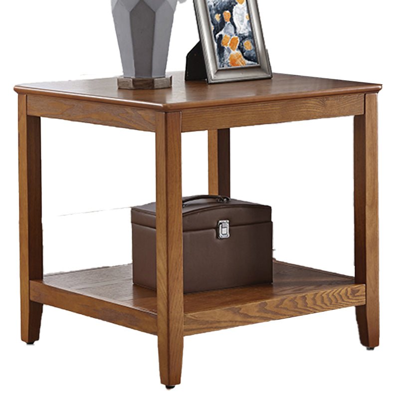 Modern Square / Rectangle Top Side Table Wooden 4 Legs End Table with Shelf