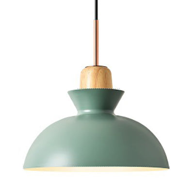 Pink/Yellow/Green Bowl Shade Ceiling Fixture Modern Style Metal 1 Light Dining Table Pendant Light