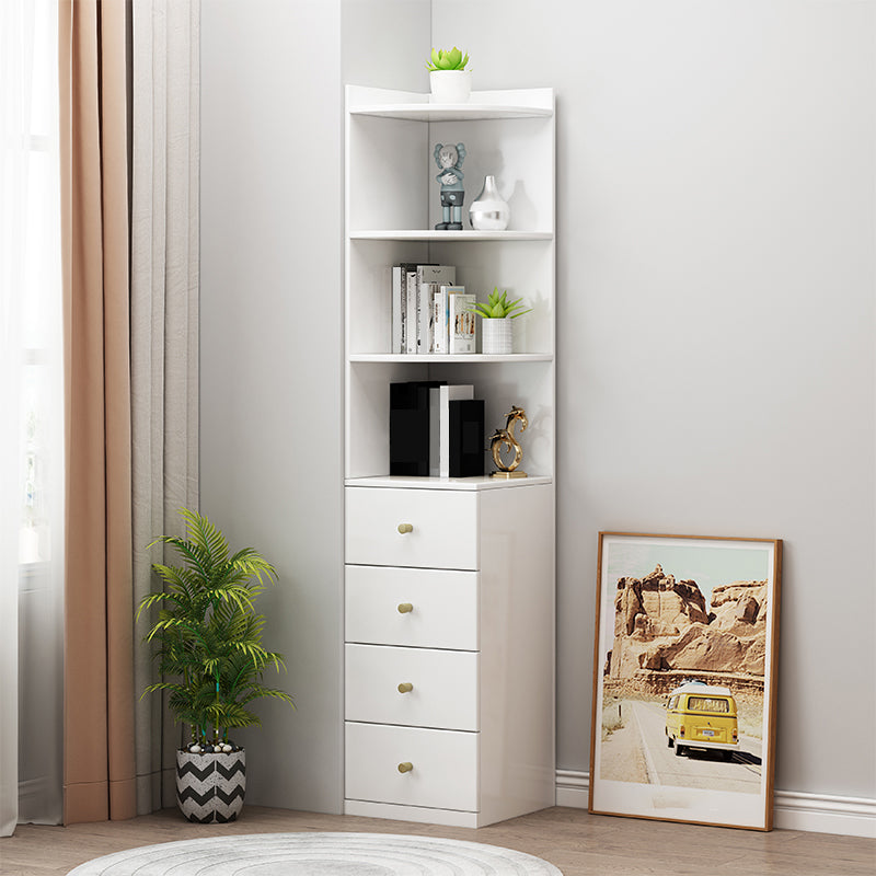 73.23"Tall 4- Drawer Corner Chest, Wooden Accent Chest with Shelves