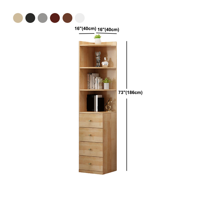73.23"Tall 4- Drawer Corner Chest, Wooden Accent Chest with Shelves