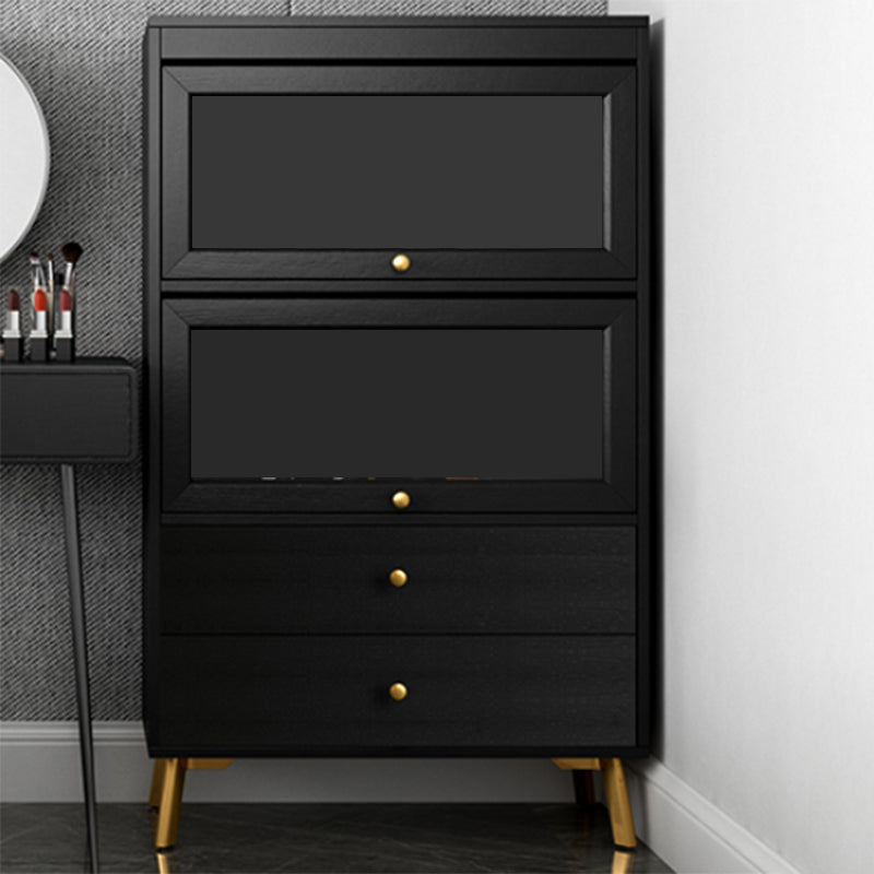 Contemporary 2- Drawer Black Wooden Cabinet, Rectangle Accent Cabinet