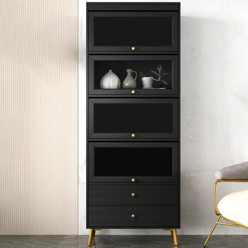 Contemporary 2- Drawer Black Wooden Cabinet, Rectangle Accent Cabinet