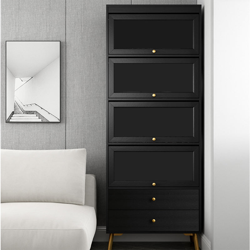 Contemporary 2- Drawer Black Wooden Cabinet, Rectangle Accent Cabinet