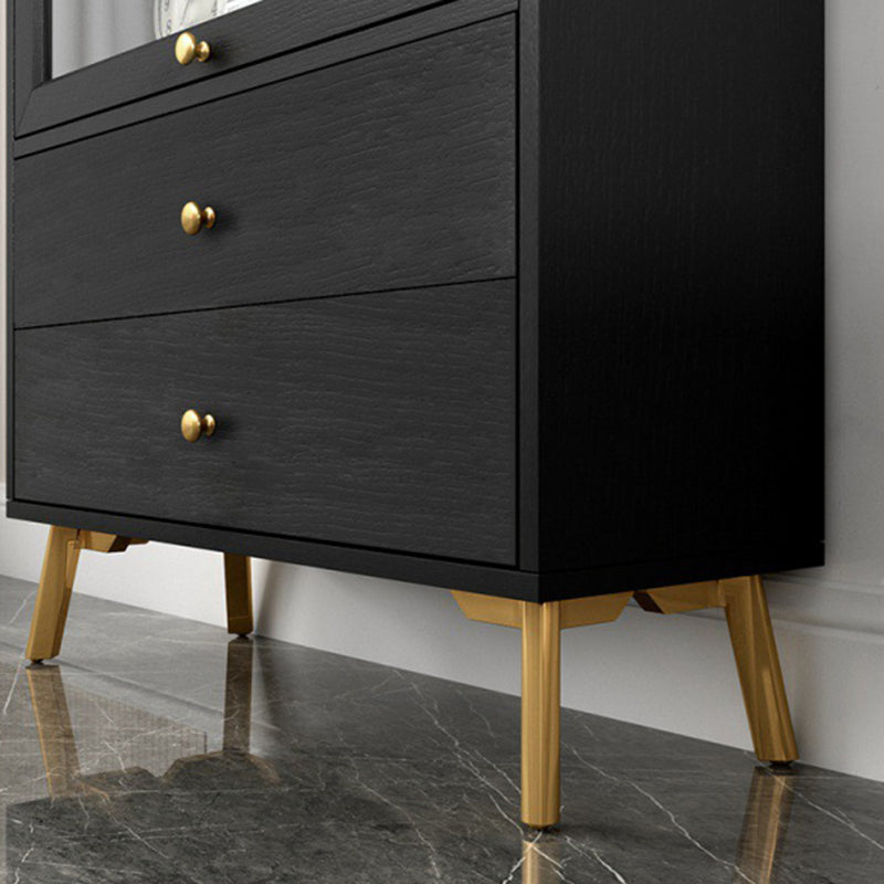 Contemporary 2- Drawer Black Wooden Cabinet, Rectangle Accent Cabinet
