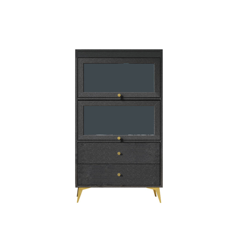 Contemporary 2- Drawer Black Wooden Cabinet, Rectangle Accent Cabinet