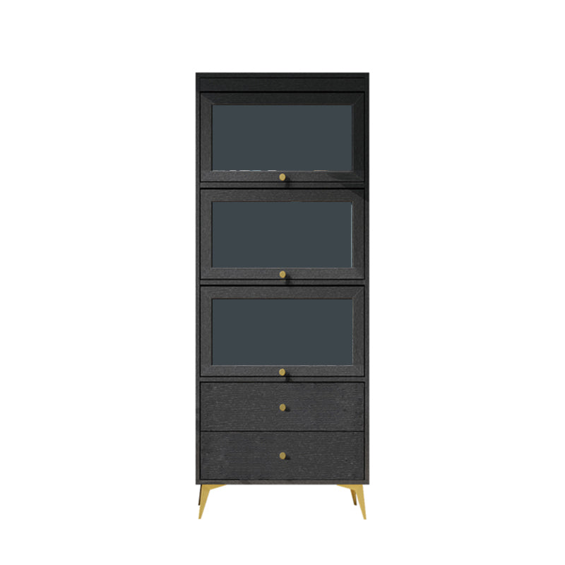 Contemporary 2- Drawer Black Wooden Cabinet, Rectangle Accent Cabinet