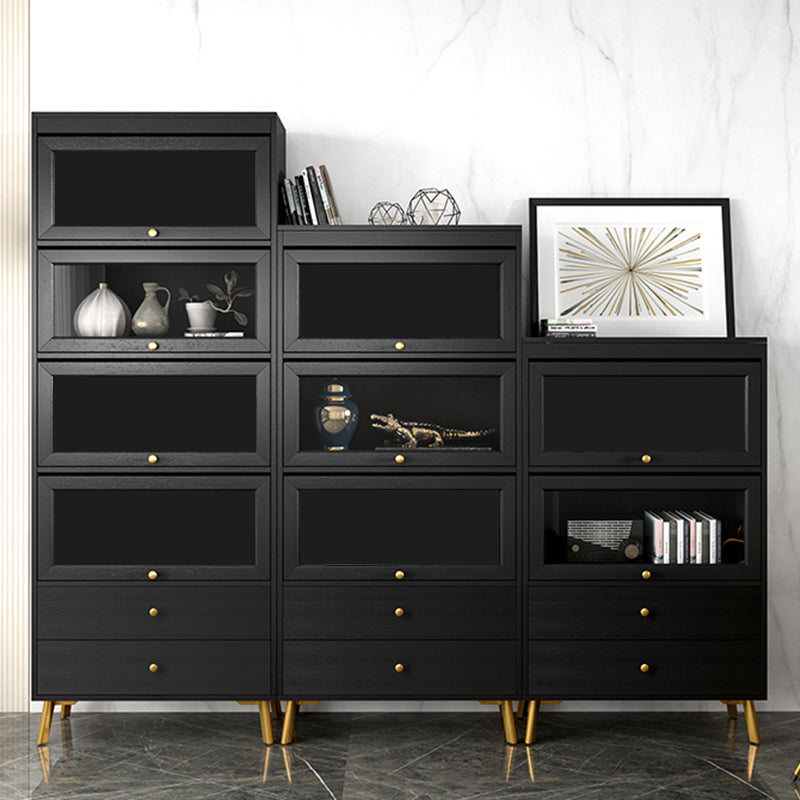 Contemporary 2- Drawer Black Wooden Cabinet, Rectangle Accent Cabinet