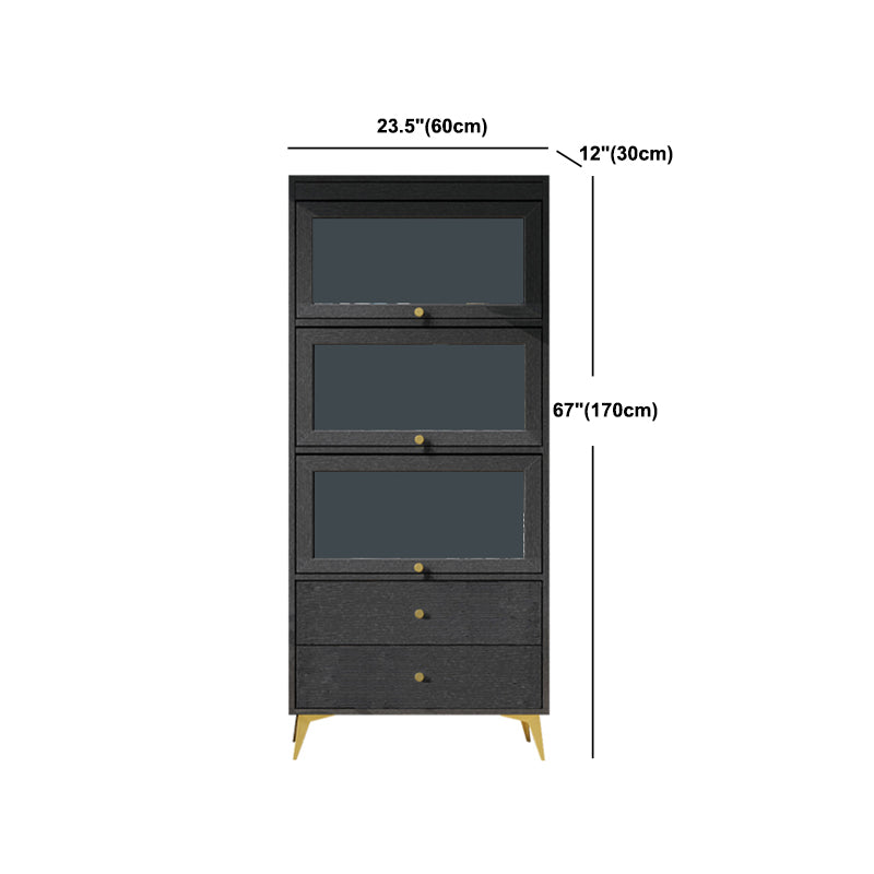 Contemporary 2- Drawer Black Wooden Cabinet, Rectangle Accent Cabinet