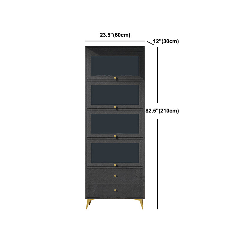 Contemporary 2- Drawer Black Wooden Cabinet, Rectangle Accent Cabinet