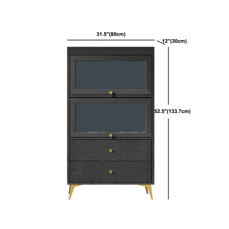 Contemporary 2- Drawer Black Wooden Cabinet, Rectangle Accent Cabinet