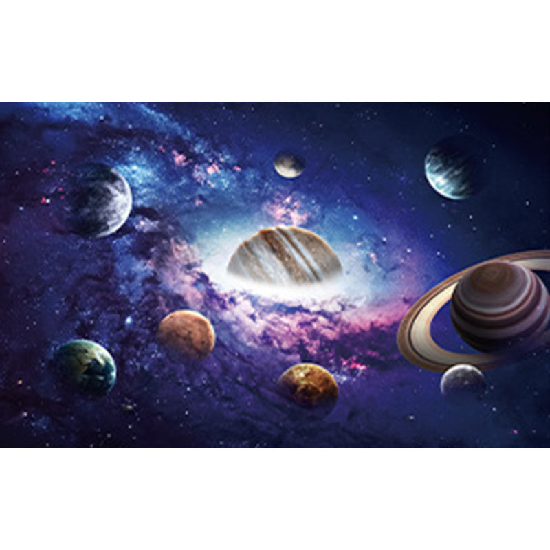 Modern Spacecraft Pattern Rug Polyester Carpet Non-Slip Backing Area Rug for Living Room