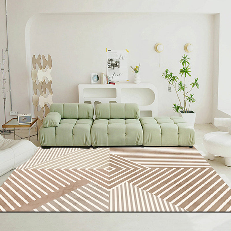 Minimalist Area Rug Simple Living Room Carpet Polyester Rug with Non-Slip Backing