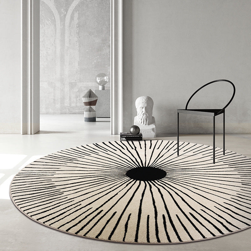 Modern Round Carpet Leisure Striped Pattern Area Rug Polyester Stain Resistant Carpet