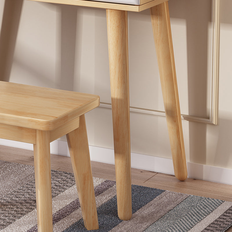 2-Drawers Mirror Table Dressing Table Solid Wood Make-up Vanity