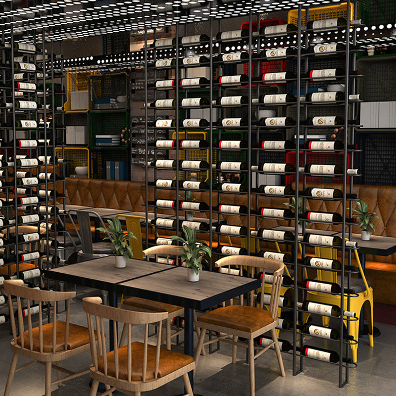 Floor Industrial Wine Rack Bottle Black Iron Bottle Holder for Bar