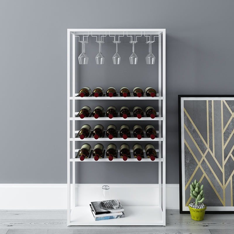 Metal Floor Wine Bottle & Glass Rack Industrial Wine Rack with Stemware Holder